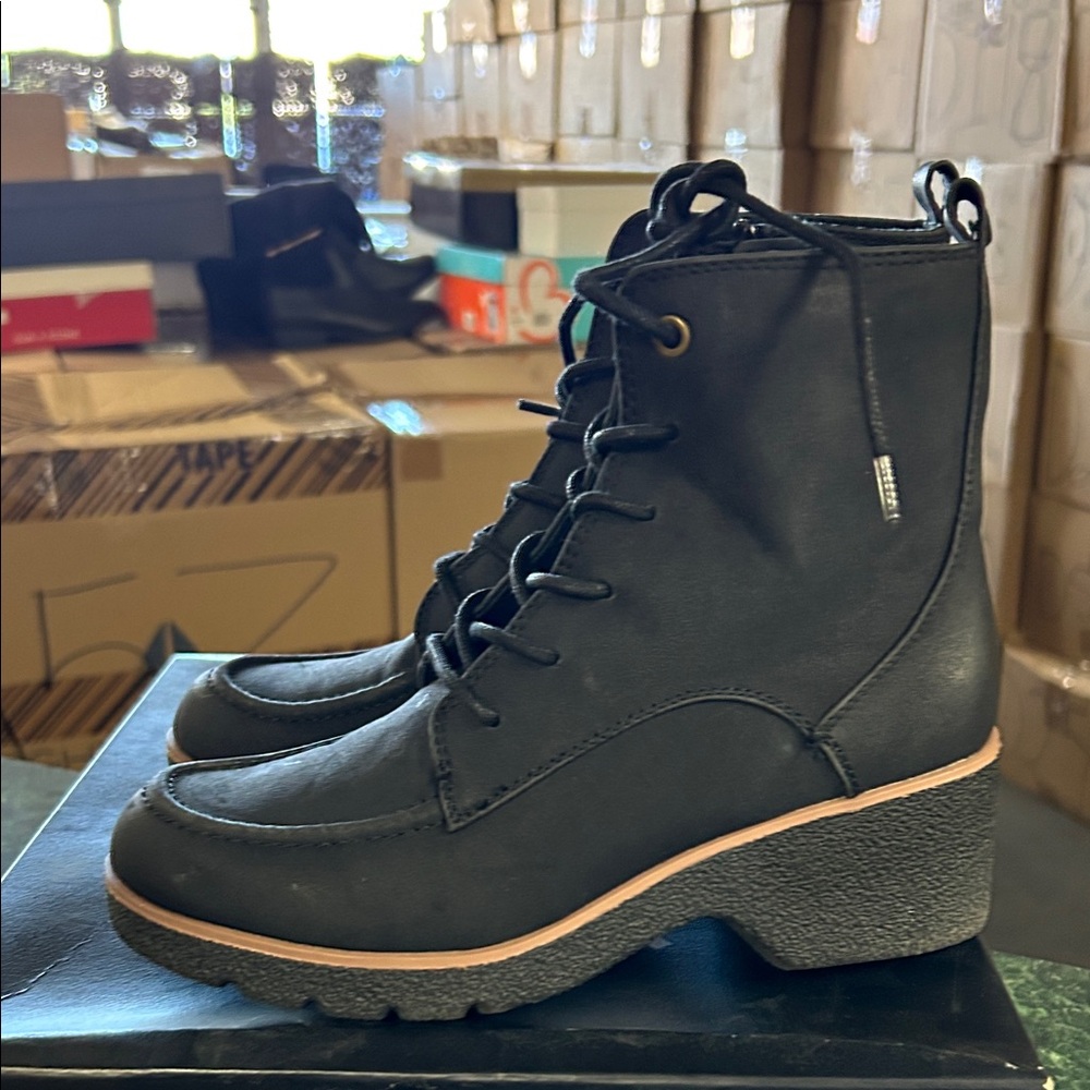 Naturalizer Black Combat & Moto Boots